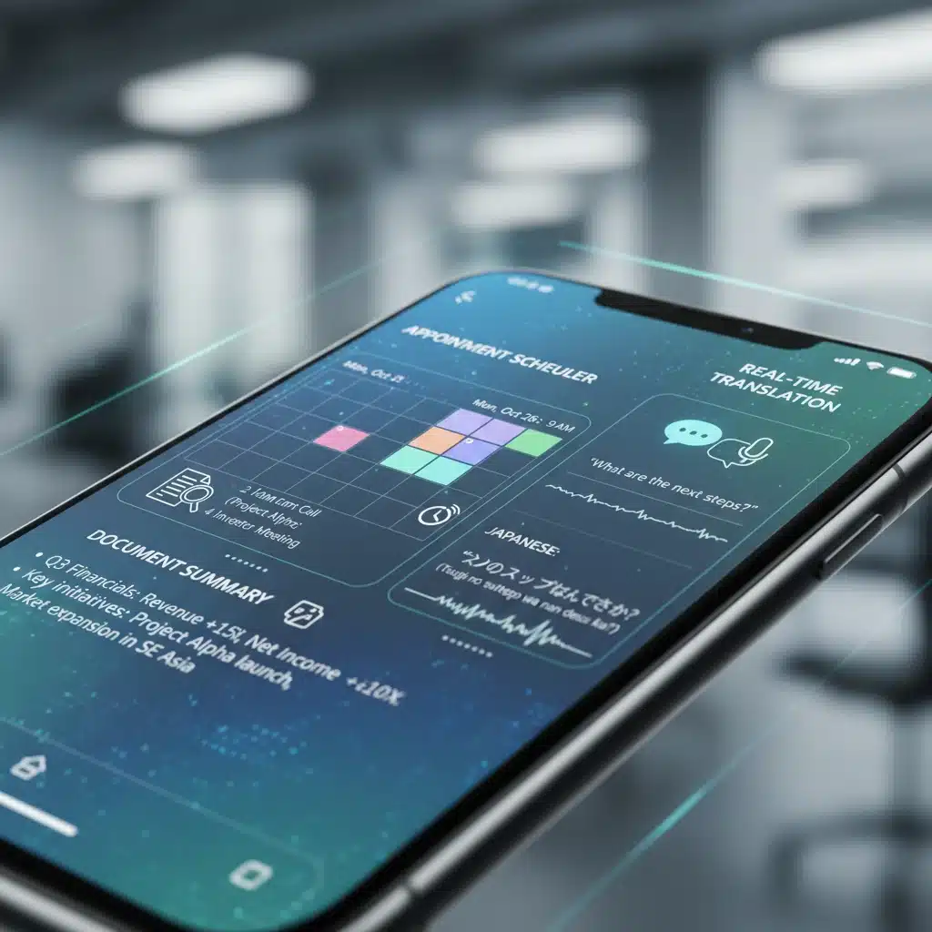 Advanced AI assistant on smartphone performing complex tasks