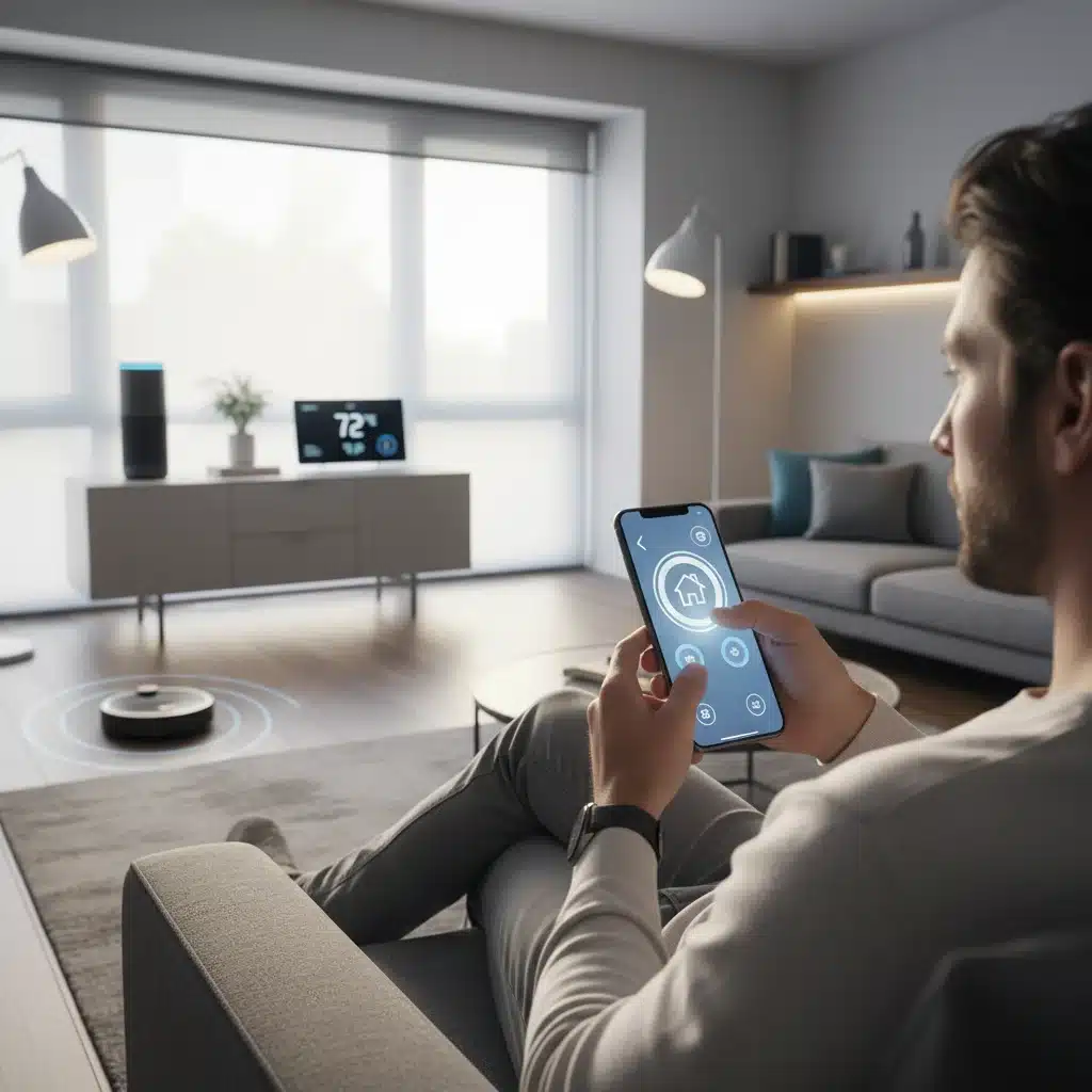 Smartphone controlling smart home devices seamlessly
