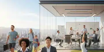 Professionals balancing work and personal life, symbolizing work-life harmony in the US.